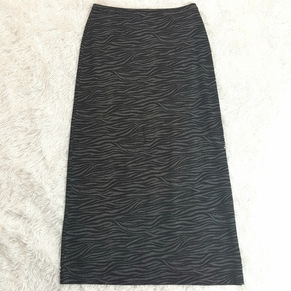 Josephine Chaus Black Gray Print Skirt Size S